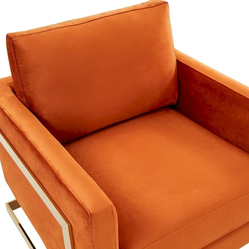 Sillón Acento Aterciopelado Beige de Mediados de Siglo - Asiento Individual