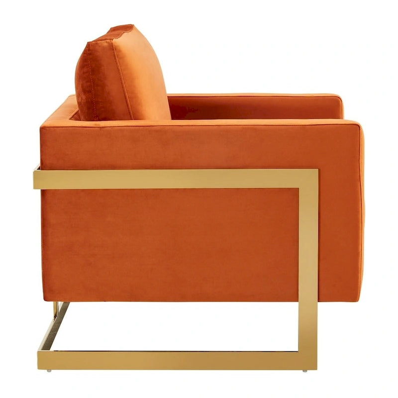 Sillón Acento Aterciopelado Beige de Mediados de Siglo - Asiento Individual