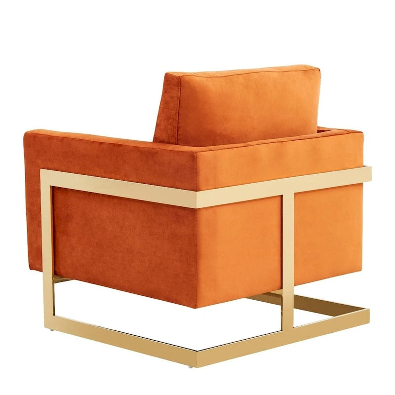 Sillón Acento Aterciopelado Beige de Mediados de Siglo - Asiento Individual