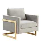 Sillón Acento Aterciopelado Beige de Mediados de Siglo - Asiento Individual