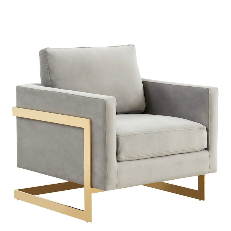 Sillón Acento Aterciopelado Beige de Mediados de Siglo - Asiento Individual