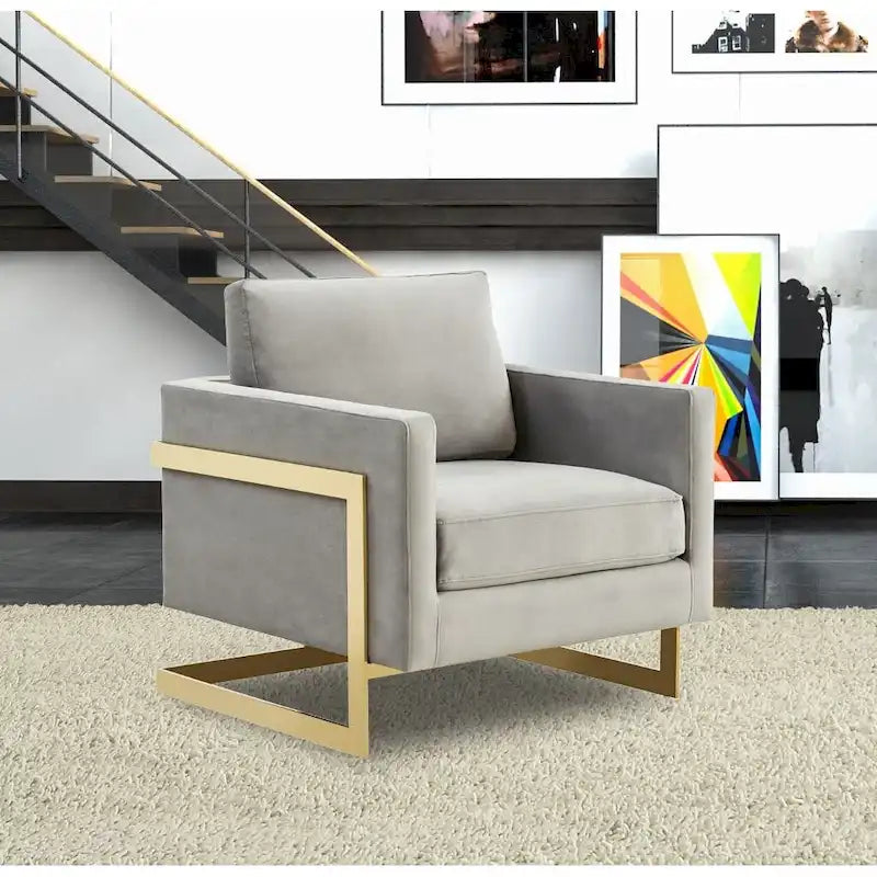 Sillón Acento Aterciopelado Beige de Mediados de Siglo - Asiento Individual