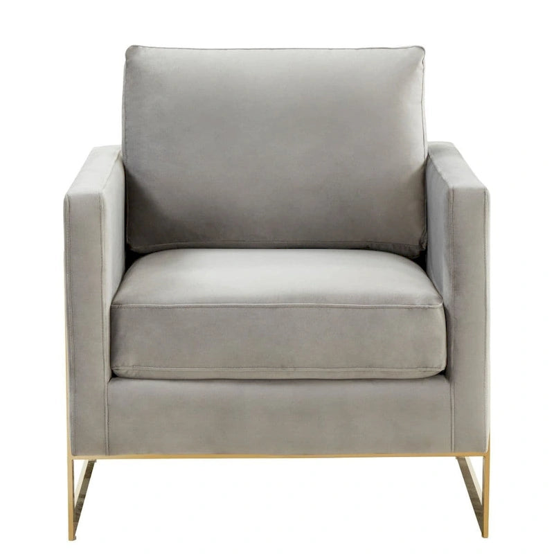 Sillón Acento Aterciopelado Beige de Mediados de Siglo - Asiento Individual