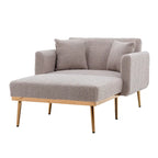 Sillón tapizado Teddy con patas de oro rosa, asiento individual — Gris / Rosa / Amarillo / Blanco / Camel