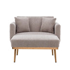 Sillón tapizado Teddy con patas de oro rosa, asiento individual — Gris / Rosa / Amarillo / Blanco / Camel