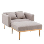 Sillón tapizado Teddy con patas de oro rosa, asiento individual — Gris / Rosa / Amarillo / Blanco / Camel
