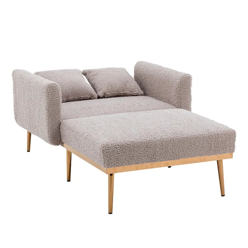 Sillón tapizado Teddy con patas de oro rosa, asiento individual — Gris / Rosa / Amarillo / Blanco / Camel