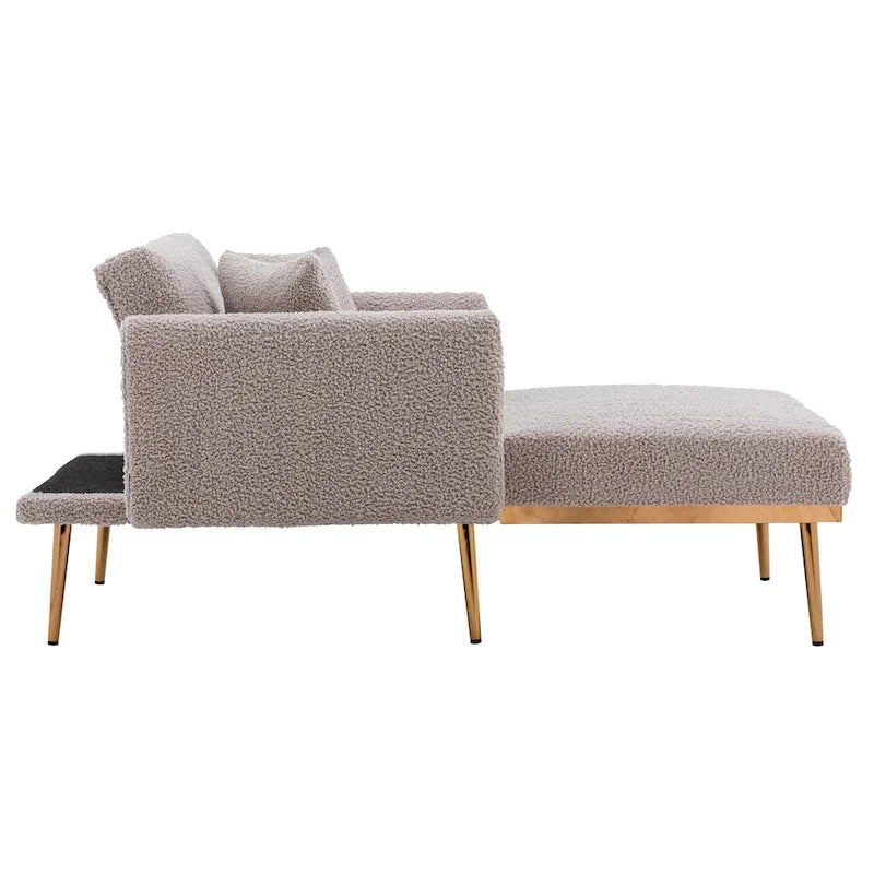 Sillón tapizado Teddy con patas de oro rosa, asiento individual — Gris / Rosa / Amarillo / Blanco / Camel