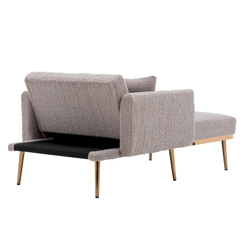 Sillón tapizado Teddy con patas de oro rosa, asiento individual — Gris / Rosa / Amarillo / Blanco / Camel