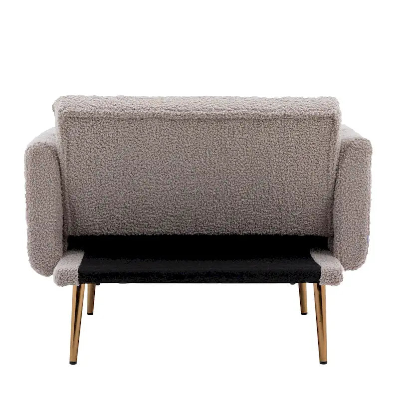 Sillón tapizado Teddy con patas de oro rosa, asiento individual — Gris / Rosa / Amarillo / Blanco / Camel