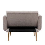 Sillón tapizado Teddy con patas de oro rosa, asiento individual — Gris / Rosa / Amarillo / Blanco / Camel