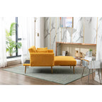 Sillón tapizado Teddy con patas de oro rosa, asiento individual — Gris / Rosa / Amarillo / Blanco / Camel