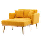Sillón tapizado Teddy con patas de oro rosa, asiento individual — Gris / Rosa / Amarillo / Blanco / Camel