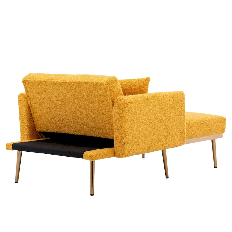 Sillón tapizado Teddy con patas de oro rosa, asiento individual — Gris / Rosa / Amarillo / Blanco / Camel