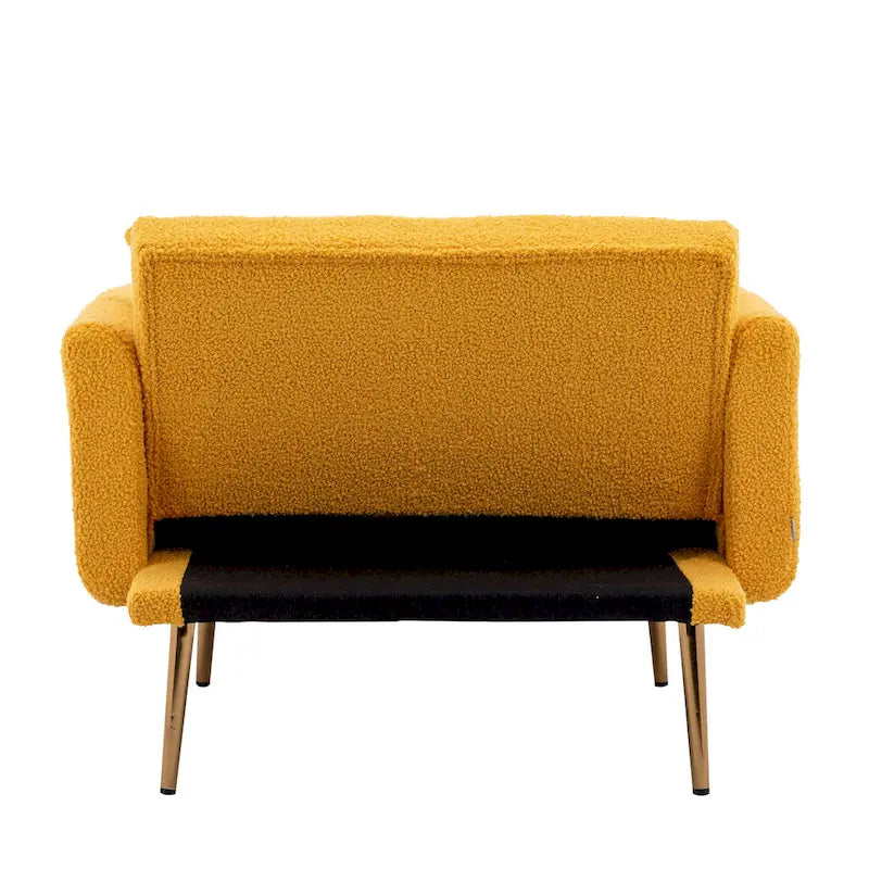 Sillón tapizado Teddy con patas de oro rosa, asiento individual — Gris / Rosa / Amarillo / Blanco / Camel