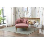 Sillón tapizado Teddy con patas de oro rosa, asiento individual — Gris / Rosa / Amarillo / Blanco / Camel