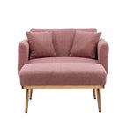 Sillón tapizado Teddy con patas de oro rosa, asiento individual — Gris / Rosa / Amarillo / Blanco / Camel