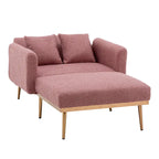 Sillón tapizado Teddy con patas de oro rosa, asiento individual — Gris / Rosa / Amarillo / Blanco / Camel