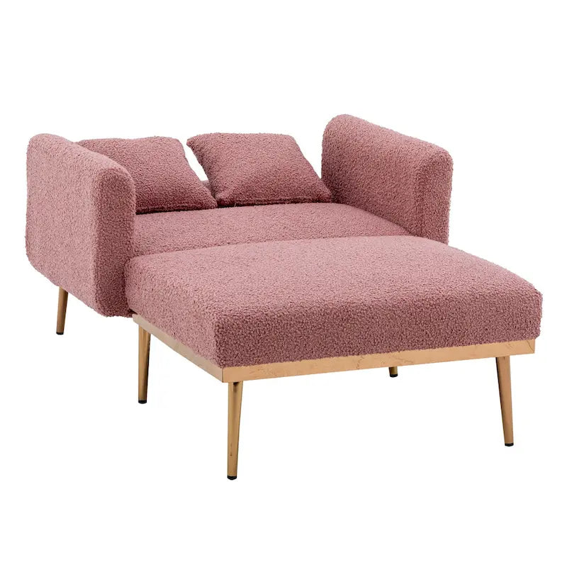 Sillón tapizado Teddy con patas de oro rosa, asiento individual — Gris / Rosa / Amarillo / Blanco / Camel