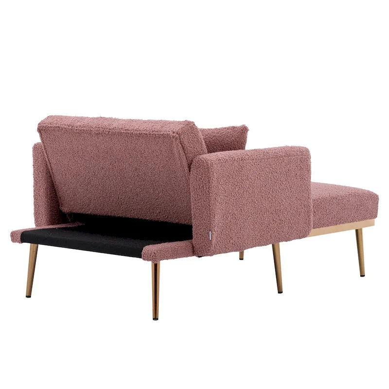 Sillón tapizado Teddy con patas de oro rosa, asiento individual — Gris / Rosa / Amarillo / Blanco / Camel