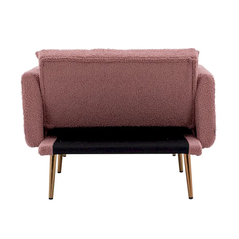 Sillón tapizado Teddy con patas de oro rosa, asiento individual — Gris / Rosa / Amarillo / Blanco / Camel