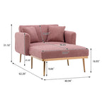 Sillón tapizado Teddy con patas de oro rosa, asiento individual — Gris / Rosa / Amarillo / Blanco / Camel