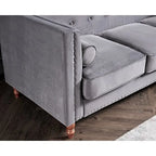 Sofá de terciopelo de dos plazas con brazos cuadrados en azul / verde / gris / marfil