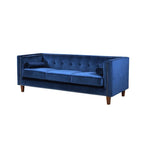 Sofá de terciopelo de dos plazas con brazos cuadrados en azul / verde / gris / marfil