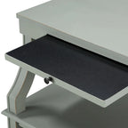 Mesa auxiliar de 3 niveles con cajón y bandeja extraíble para bebidas — Azul marino / Gris envejecido / Blanco envejecido, 1 persona