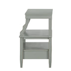 Mesa auxiliar de 3 niveles con cajón y bandeja extraíble para bebidas — Azul marino / Gris envejecido / Blanco envejecido, 1 persona