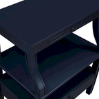 Mesa auxiliar de 3 niveles con cajón y bandeja extraíble para bebidas — Azul marino / Gris envejecido / Blanco envejecido, 1 persona