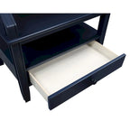 Mesa auxiliar de 3 niveles con cajón y bandeja extraíble para bebidas — Azul marino / Gris envejecido / Blanco envejecido, 1 persona