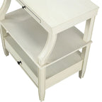 Mesa auxiliar de 3 niveles con cajón y bandeja extraíble para bebidas — Azul marino / Gris envejecido / Blanco envejecido, 1 persona
