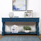 Mesa de Consola con 3 Cajones Azul Marino / Espresso Claro / Blanco Antiguo / Azul Retro / Marrón de Mediados de Siglo, Individual