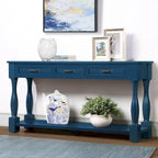 Mesa de Consola con 3 Cajones Azul Marino / Espresso Claro / Blanco Antiguo / Azul Retro / Marrón de Mediados de Siglo, Individual