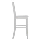 Taburete clásico con respaldo de escalera, altura de barra, nogal lavado en gris / lavado en blanco, juego de 2