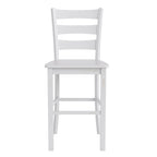 Taburete clásico con respaldo de escalera, altura de barra, nogal lavado en gris / lavado en blanco, juego de 2