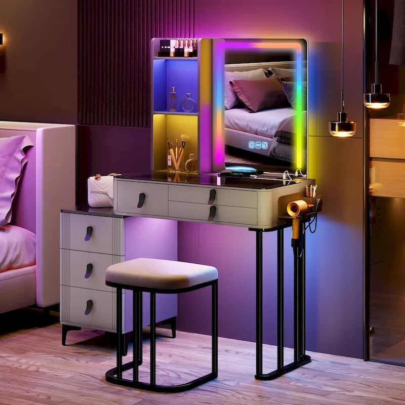 Tocador de Maquillaje con Luz LED