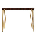 Mesa Consola con Cubierta de Vidrio, Marrón/Dorado, Estilo Contemporáneo, 1 Persona