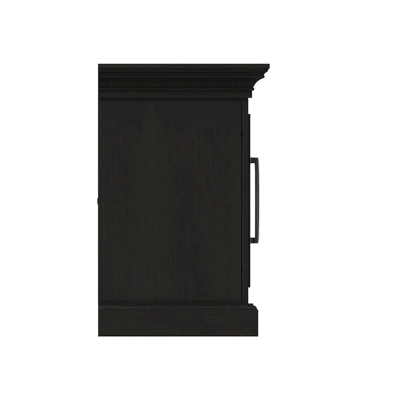 Mueble para TV con puertas de cristal negro y diseño X-Mullion para televisores de hasta 65"