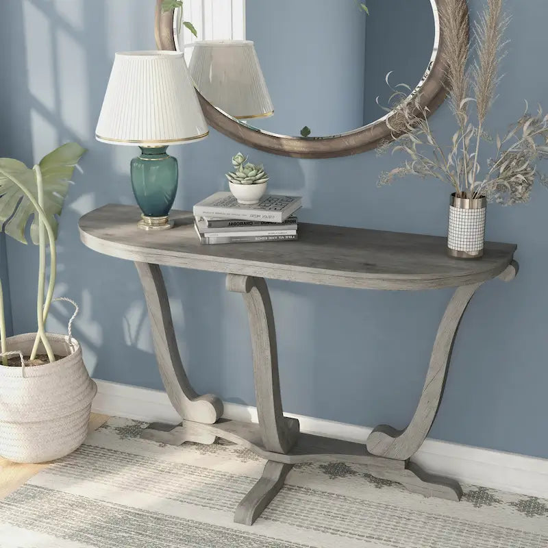 Mesa consola de entrada DH BASIC de 48 pulgadas de roble gris vintage estilo granja de Denhour