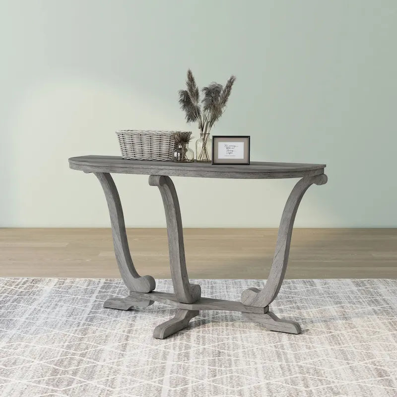 Mesa consola de entrada DH BASIC de 48 pulgadas de roble gris vintage estilo granja de Denhour