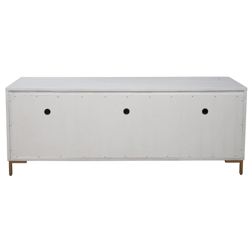 Consola multimedia blanca de 3 cajones para televisores de hasta 70 pulgadas