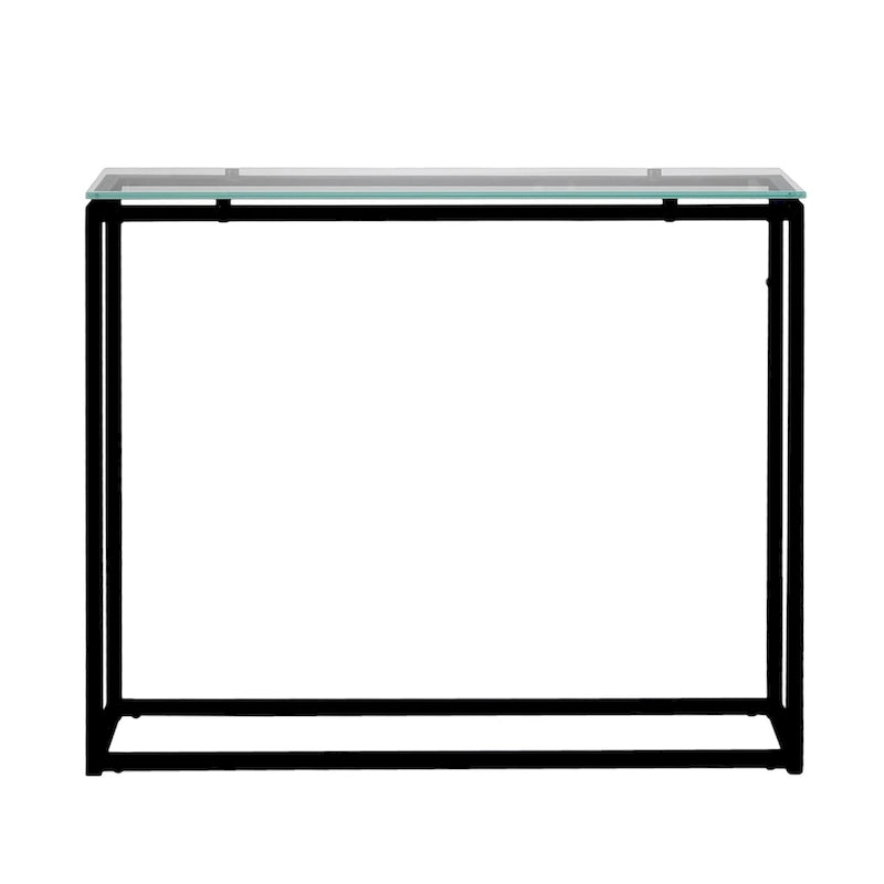 Mesa Consola Trineo de Cromo con Vidrio Templado Transparente / Negro / Dorado