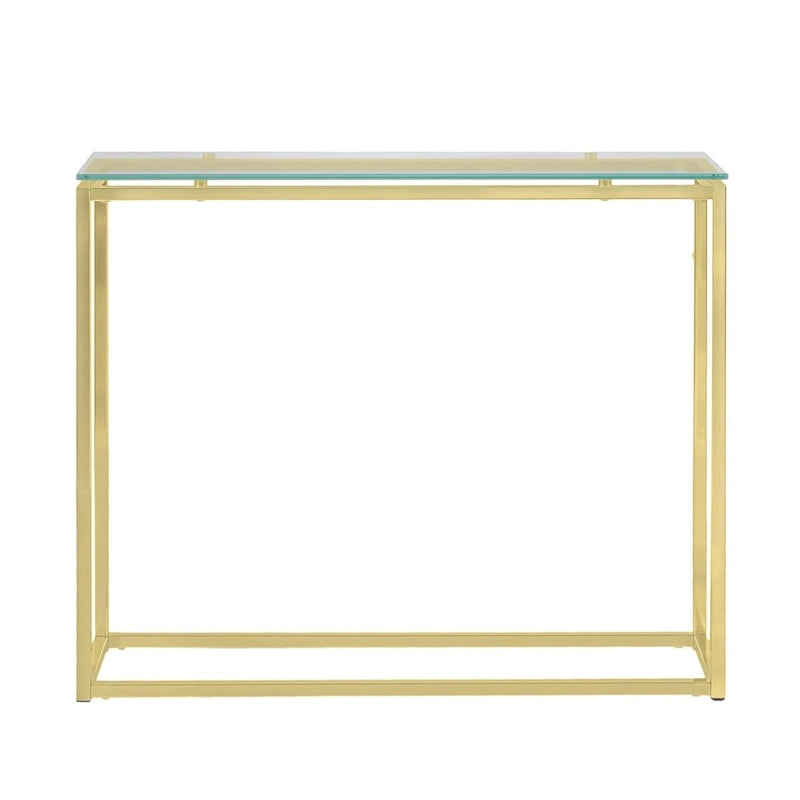 Mesa Consola Trineo de Cromo con Vidrio Templado Transparente / Negro / Dorado