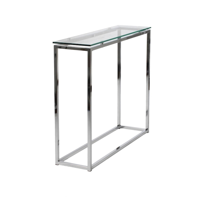Mesa Consola Trineo de Cromo con Vidrio Templado Transparente / Negro / Dorado