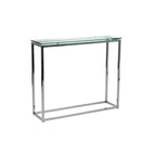 Mesa Consola Trineo de Cromo con Vidrio Templado Transparente / Negro / Dorado