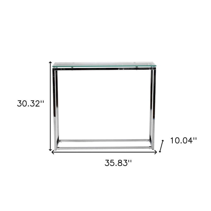 Mesa Consola Trineo de Cromo con Vidrio Templado Transparente / Negro / Dorado