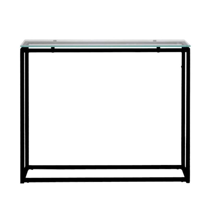 Mesa Consola Trineo de Cromo con Vidrio Templado Transparente / Negro / Dorado
