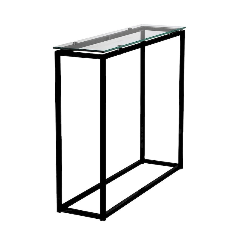 Mesa Consola Trineo de Cromo con Vidrio Templado Transparente / Negro / Dorado